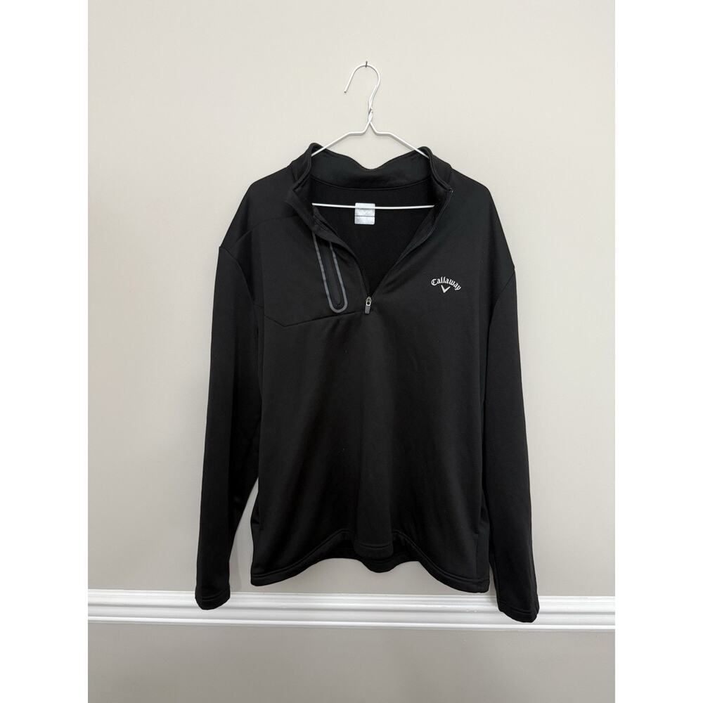 Callaway Men’s Golf Quarter Zip Pullover Long Sleeve Fleece Lined Black‎ XL